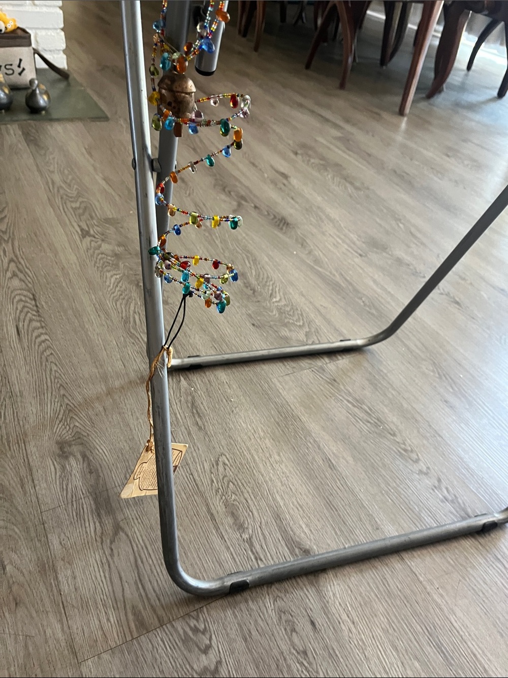 Handmade Multicolor Beaded Hanging Accent with Bell - Picture 3 of 3